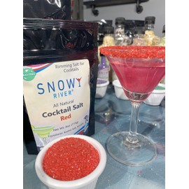 Snowy River Red Cocktail Salt, Naturally Colored Margarita Salt, Salt to Rim Glasses, Red Kosher Salt, Pretzel Salt (8oz)