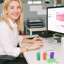 Little Ouchies Fidget Keychain, Spiky Grippie Stim Keychain for Adults, Pocket Anxiety Relief Keychain for Stress & Anxiety Relief(Purple + Gradient)