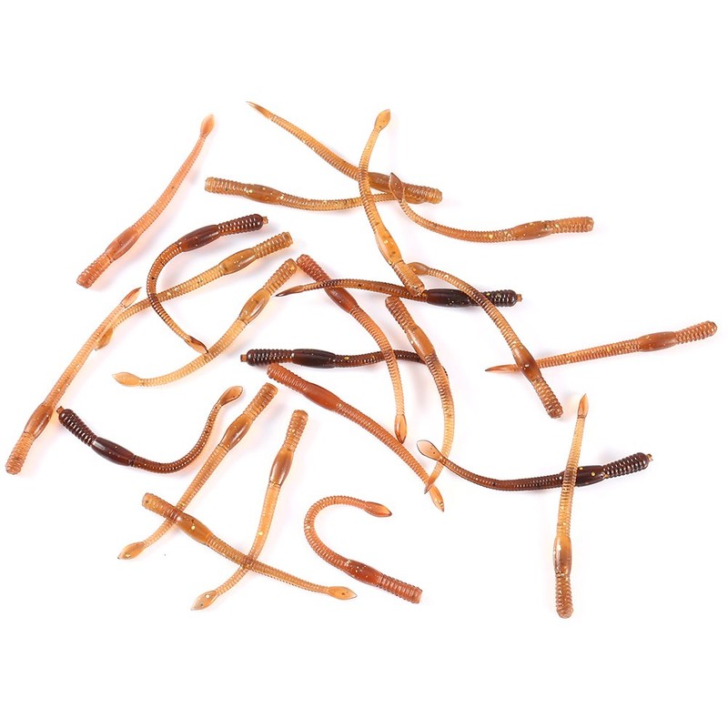 50pcs 77mm Soft Worm Fishing Lures Artificial Fishing Bait Tail