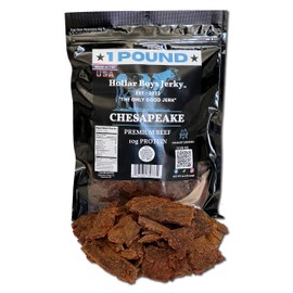 Hollar Boys Snacks Chesapeake Beef Jerky One Pound Resealable Bag, Low Carb, USA Made