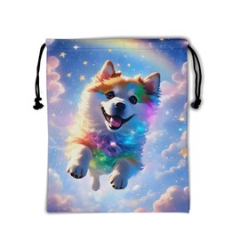 Animal Gymnastics Grip Bag Pet Grip Bag for Gymnasts Artwork Chalk Bag Gym Drawstring Pouch Bag, Rainbow Corgi Dog, 9.25" x 12", Modern