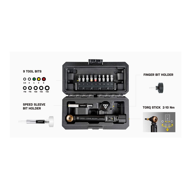 Topeak Torq Stick Pro 2-10Nm Tool Set, Black
