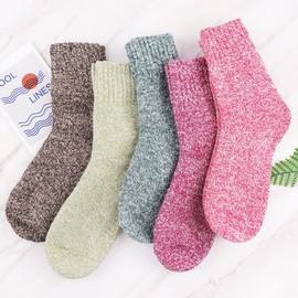 Jeasona Warm Winter Wool Socks for Women Thermal Thick Socks Gifts for Women Mom (Multicolored Light)