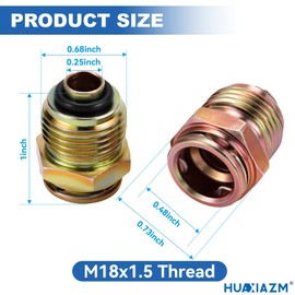 Transmission Cooler Oil Tube Connector Compatible with Chevy Trailblazer Buick Rainier GMC Envoy 2002-2009 4.2L - Thread M18x1.5 Female, 2 pcs Radiator Transmission Cooler Line Fittings
