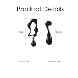 FUTIMELY Irregular Waterdrop Earrings for Women,Melting Liquid Asymmetrical Stainless Steel Drop Earrings Mismatched Earrings (Black)