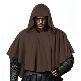 lckellong Medieval Hooded Cowl, Post Apocalyptic Shawl, Renaissance Hooded Shawl
