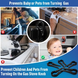 Gas Stove Knob Lock, Baby Proof Oven Knobs Covers Lock for Child Safety (5 Pack) Black…