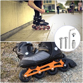 M METERXITY Roller Wheel Screw Repair Kit - Inline Skate Axle Screw Replacement Parts Hardware Kit with Long Wrench for Roller Skates Repair (Silver)