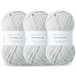 MOJADREAM 3PCS 3.5oz Chenille Yarn for Blankets Amigurumi: Soft Velvet Baby Yarn Blanket Knitting and Crocheting Bulky 5# Yarn 3 Skeins of 100g (Light Grey)
