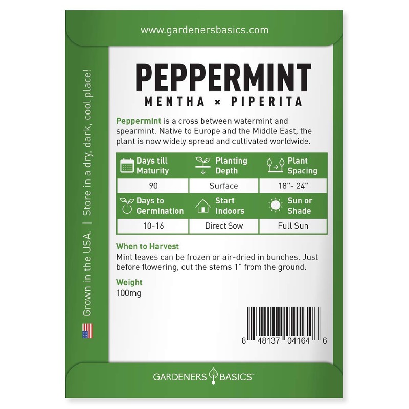 Peppermint Seeds for Planting is A Heirloom, Open-Pollinated, Non-GMO Herb