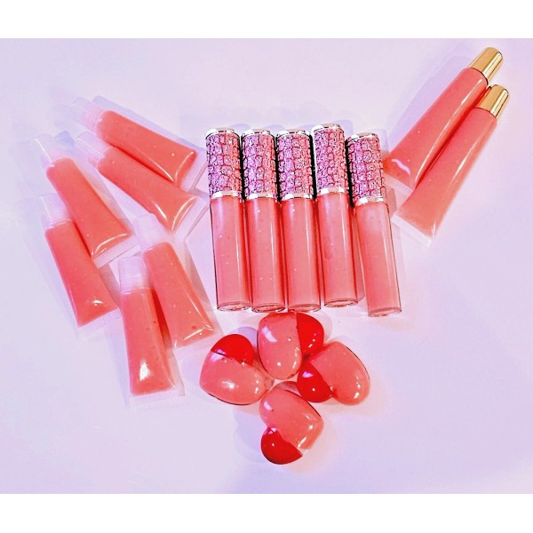 Homemade Soft Pink Sparkle Lip Gloss Collection, Lot X 17,