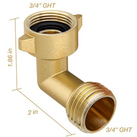 Twinkle Star Garden Hose Elbow Connector 90 Degree Brass Hose Elbow(2pcs) 3/4" Heavy Duty Hose Adapter with 2 O-rings Brass Garden Hose Elbow Solid Brass Adapter