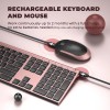 Vssoplor Wireless Keyboard and Mouse, 2.4GHz Rechargeable Compact Quiet Full-Size