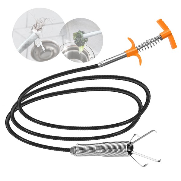 New Upgrade 63 inch Drain Snake Hair Drain Clog Remover