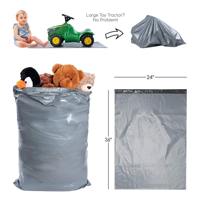 Large Postage Bags by Calzette Extra Strong Polythene Grey Mail