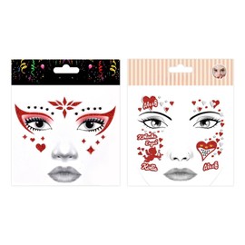 WUFGWBD 2 Sets Of Red Theme Face Stickers, Face Makeup Stickers, Glitter Face Stickers, Kids Face Stickers, Party Dress Up Supplies
