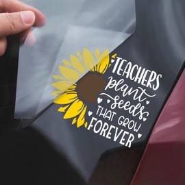 Teachers Plant Seeds That Grow Forever Car Decal Funny Sunflower, Education Inspiration Positive Decals,Car Fuel Tank Cap Sticker, Window Bumper Stickers,Vinyl Waterproof 5 Inch Decal Gift For Mom Dad