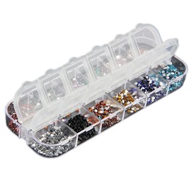 Haobase 3000-Piece Nail Art Set Rhinestones in 12 Colours for UV Gel Acrylic Nails 2 mm