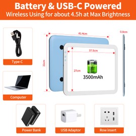 KOBAIBAN Wireless A3 LED Light Box for Tracing, High Capacity 3500mAh Lithium Battery Powered 3 Color Light Modes Super Bright Light Pad Light Board Light Table for Weeding Vinyl, Sketching, Drawing