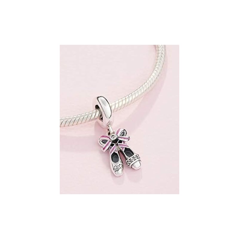 Charm de plata 925, Abalorio, Dije colgante, Colgante de ballet,