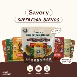 Māla Girl Single Serve Variety Pack - Savory Superfood Broth Powders - Instant Soup & Ramen Base - Sipping Broth - Vegan - Gluten Free, Soy Free - 6 Flavors