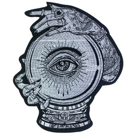 Embroidery Big Hand Eye Patches Applique for Clothes Jacket Iron on Puck Badges Tattoo Pattern 1 Piece
