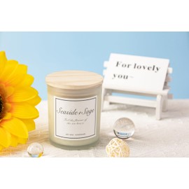 Seaside & Sage Candle, Summer Sea Breeze Scented Candle, Aromatherapy Gifts for Women, Feel The Flavour of Sea Breeze, Natural Soy Wax & Natural Essential Oils