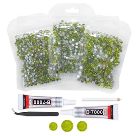 qiipii Olive Green Crystal Resin Rhinestones w B7000 Jewelry Glue for Bedazzling Crafting Grass Green Flatback Stones 3mm 4mm 5mm Diamonds Crystals Gems for Nails Face Makeup Body Tumblers Mugs Crafts
