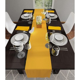Encasa Table Runner 13x72 in Long | Cotton Canvas Fabric | Mango Solid Color | Machine Washable & Durable