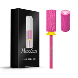 MelodySusie Large Barrel 3/32'' Tungsten Carbide Nail Drill Bit, Crystal Top Pink Heart Shape, Fast Remove Acrylic Gel, Cuticle Gel Polishing for Manicure Pedicure, Pink Blossom, Series Bit-S, XF