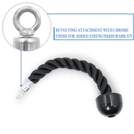 Luwint Tricep Rope Cable Attachment, Heavy Duty Coated Pull Down Rope, Fitness Exercise Handle for Machine Home Gyms Pulley (Black,Single Grip)