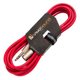 Male XLR to 6.35mm Stereo TRS Jack Lead/Balanced Signal/Audio Speaker Cable 6m Red