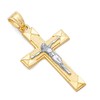 14k REAL Two Tone Gold Religious Jesus Crucifix Cross Charm