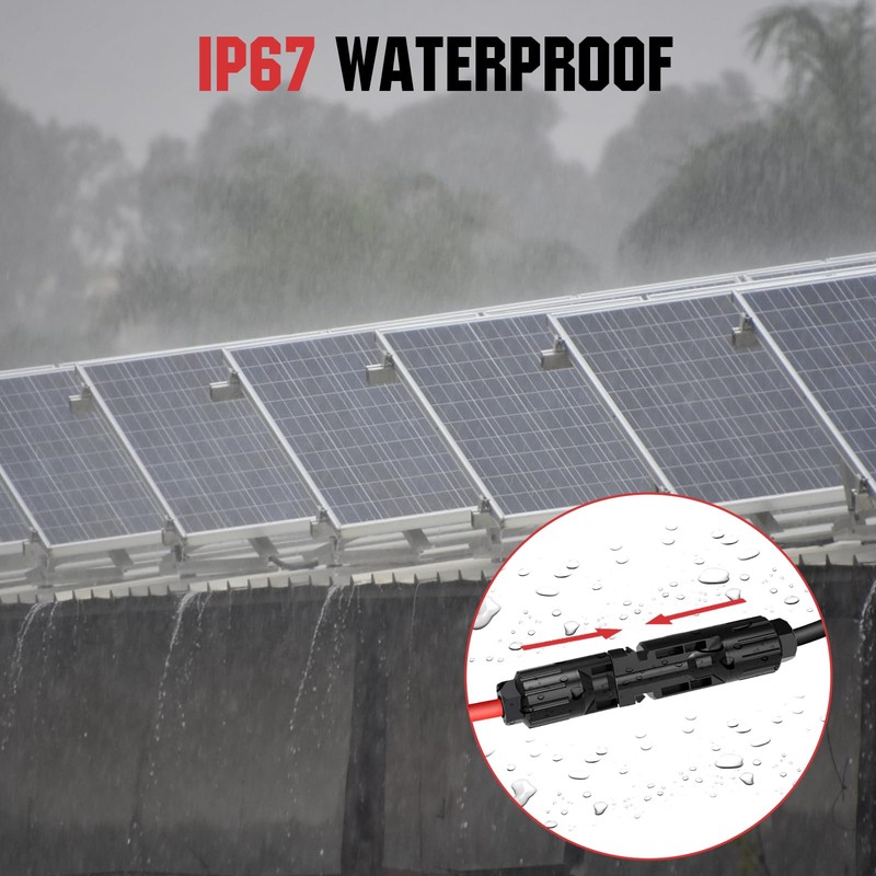 ECO-WORTHY 20FT 10AWG Solar Extension Cable 30A/1000V DC, IP67 Waterproof