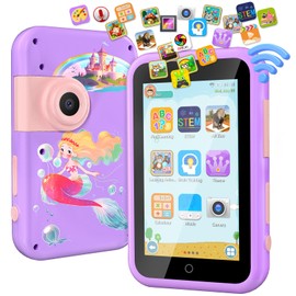 VATOS Kids Smart Phone Toy for Girls Boys 3 4 5 6 7 8 9 Years Old, 4" Large Touchscreen Mermaid Style Kids Cell Phone with Dual Camera, Music Player, Puzzle Game, 8GB Memory Learning Toy Birthday Gift