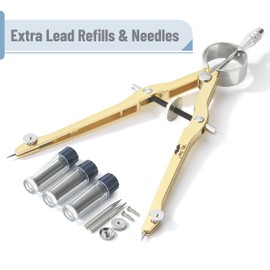 Mr. Pen- Professional Compass for Geometry, Gold with Extra Leads, Metal Compass with Lock, Drawing Compass, Geometry Compass, Math Compass, Compass Drawing, Drafting Compass, Drafting Tools