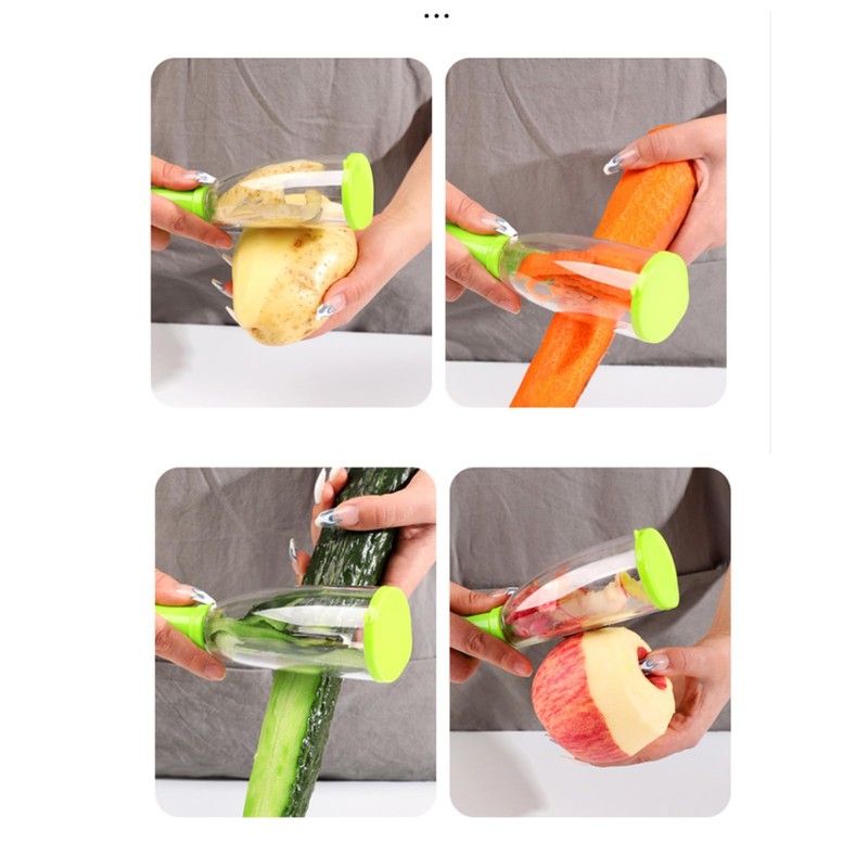 Fruits and Vegetables Peeler with Storage Box, Multifunction Stainless Steel
