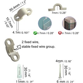 Wire Shelf Loop Clips 12Pcs Small Shelf Clips with Screws Expansion Tubes for Wire Shelving – White