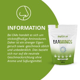 EAA Powder Neutral 500 g - High Dose - Instant EAAs Natural without Sweeteners, Additives and Artificial Flavour - Essential Amino Acids - Vegan Essential Aminos
