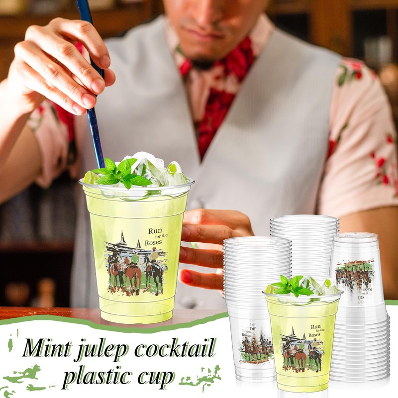 Pickmesh 100 Pcs Derby Plastic Cups Bulk Thick 12 oz