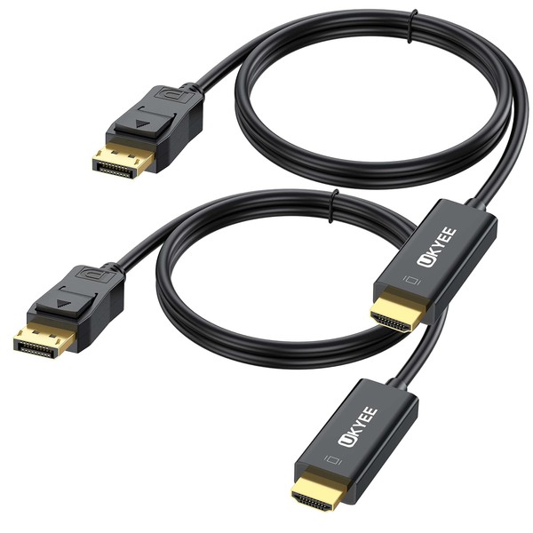 UKYEE Displayport to HDMI Cable 6FT/1.83M 2-Pack, Display Port (DP)