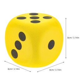 Toyvian Giant Dot Dices - 2pcs Foam Dice, Yellow, 8cm, Age 180+ for Games, Math Teaching, Party Supplies