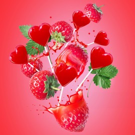 36 Pack Red Heart-Shaped Hard Candy Lollipop Suckers Valentine's Day Heart Lollipops Candy Individually Wrapped Bulk, Rich Strawberry Flavor - Red Candies for Candy Buffet