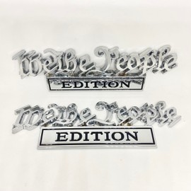 2 Pack We The People Edition Car Emblem - 3D Metal Badge Zinc Alloy Waterproof Rustproof Decal for Fender Tailgate Bumper - Compatible with Truck SUV Auto Accessories (2 Pack, Chrome Black)