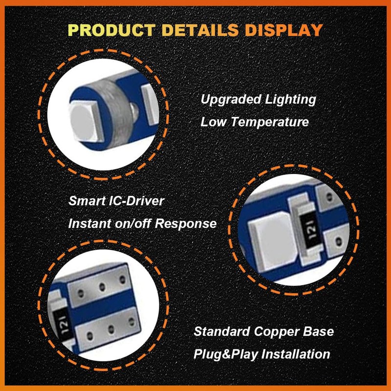 HEVLE 12PCS T5 LED Bulb, led dash light bulbs, 3030