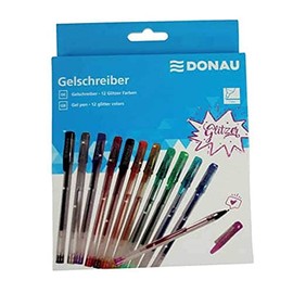 Donau 5110100 Pens – 12 Colours with Glitter, Case