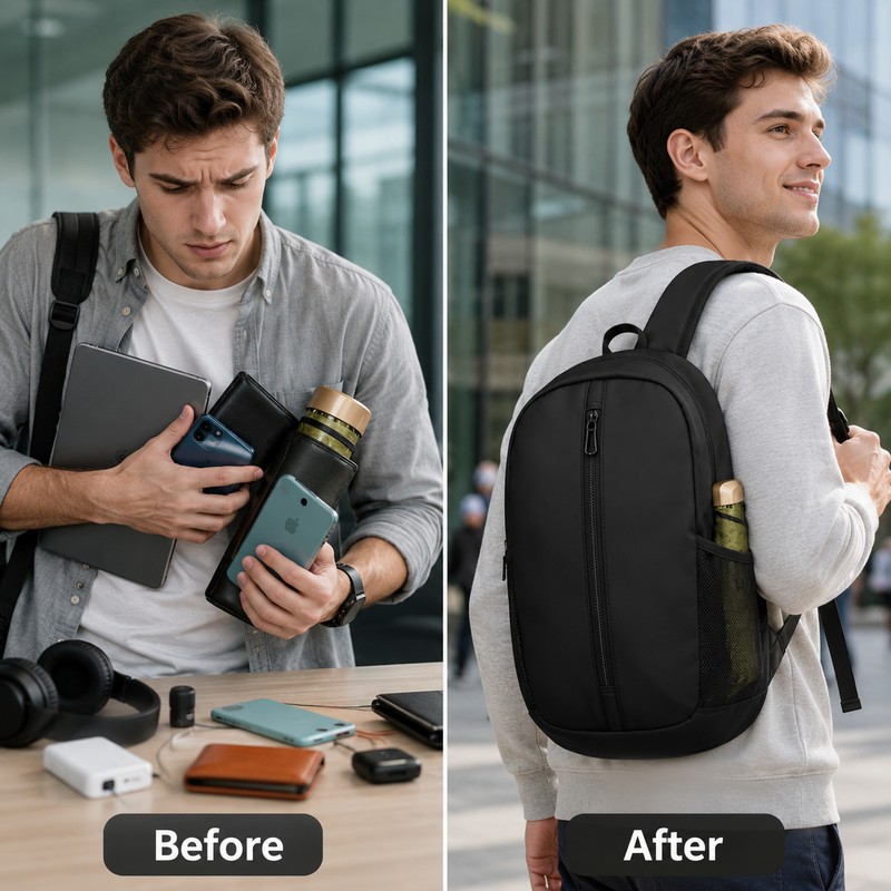 Compact Lightweight Backpack for Daily Use – Multi-Compartment Daypack for
