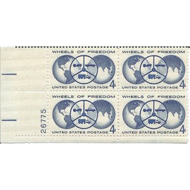 1960 Wheels Of Freedom 4 Cent US Postage Stamp Plate Block MNH Scott #1162