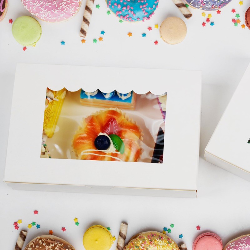 KEYIDO 20 Pack Cookie Boxes with Window, 8.5”×5.5”×2” Sweet Boxes