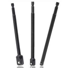 Eyech 3 Pcs Impact Grade Socket Adapter Set 5.9" long, 1/4" Hex Shank to Square Socket Extension Drill Bits Bar Set -1/4" 3/8" 1/2" Drive